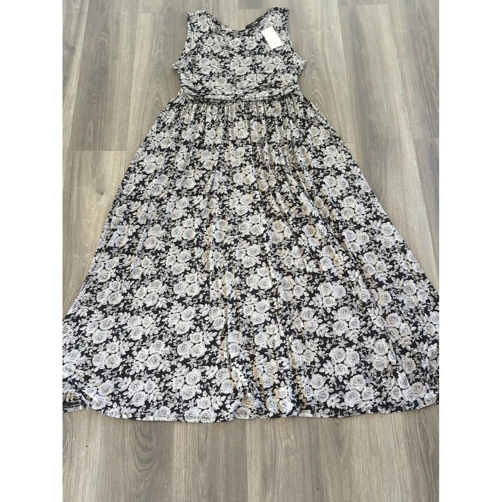 LTS Woman's Tall Black Floral Maxi Dress Size 14 - Picture 2 of 6